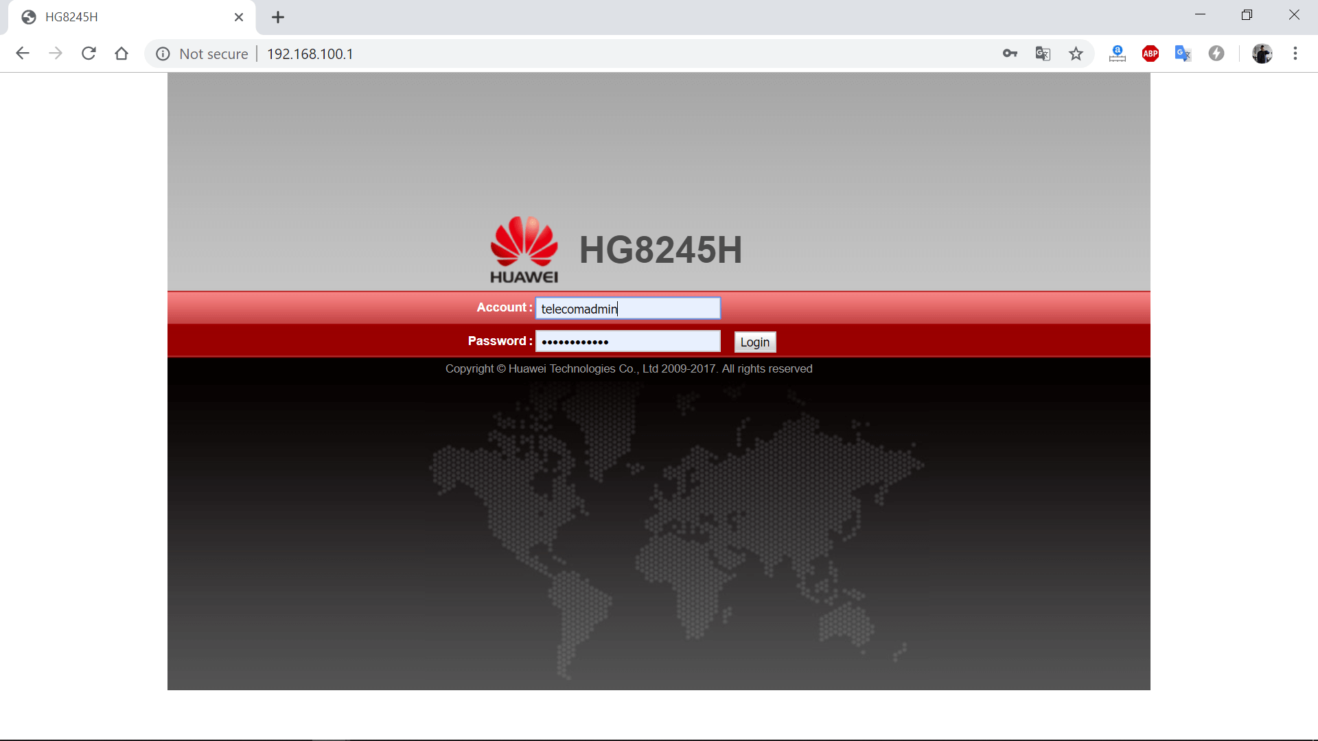 login-Huawei-HG8245A